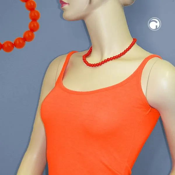 Kette 8mm Kunststoffperlen orange-rot-glänzend 45cm Kette 8mm Kunststoffperlen orange-rot-glänzend 45cm