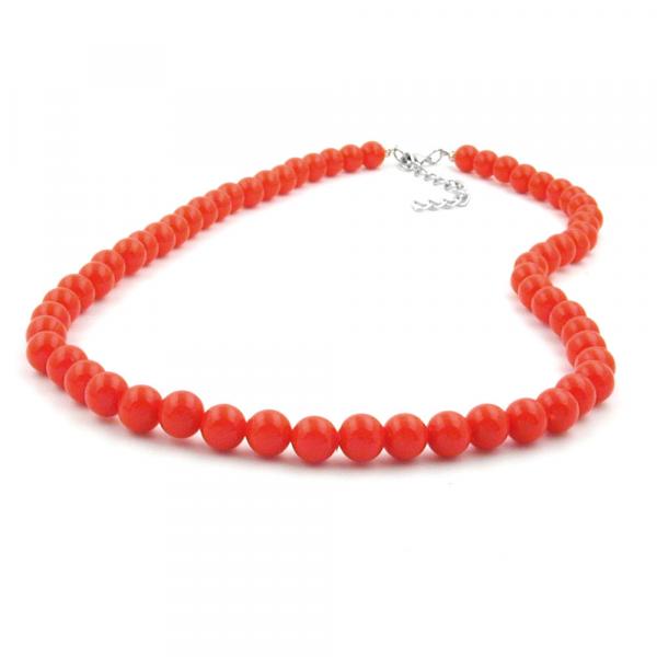 Kette 8mm Kunststoffperlen orange-rot-glänzend 45cm