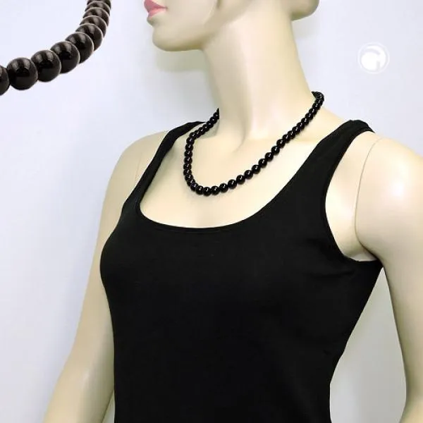 Kette 10mm Kunststoffperlen schwarz glänzend 55cm Kette 10mm Kunststoffperlen schwarz glänzend 55cm