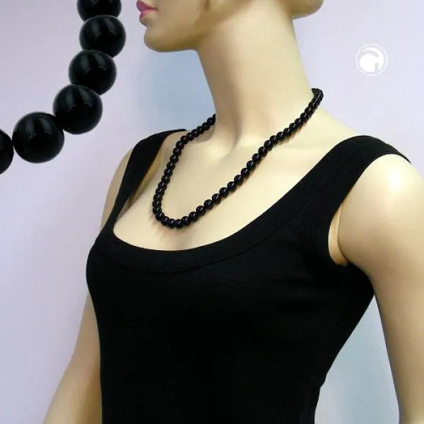 Kette 10mm Kunststoffperlen schwarz glänzend 60cm Kette 10mm Kunststoffperlen schwarz glänzend 60cm