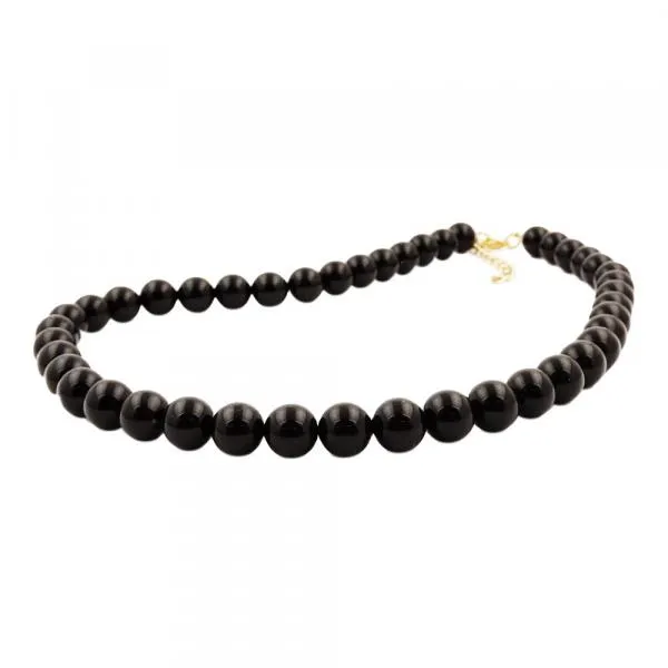Kette 10mm Kunststoffperlen schwarz glänzend 60cm Kette 10mm Kunststoffperlen schwarz glänzend 60cm