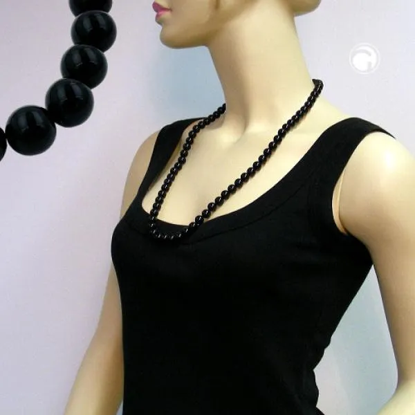 Kette 10mm Kunststoffperlen schwarz glänzend 70cm Kette 10mm Kunststoffperlen schwarz glänzend 70cm