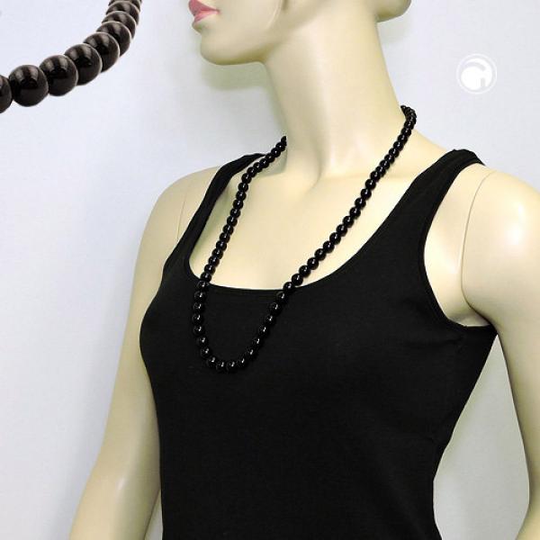 Kette 10mm Kunststoffperlen schwarz glänzend 80cm Kette 10mm Kunststoffperlen schwarz glänzend 80cm