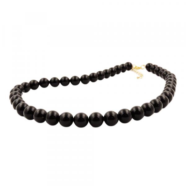 Kette 10mm Kunststoffperlen schwarz glänzend 80cm Kette 10mm Kunststoffperlen schwarz glänzend 80cm