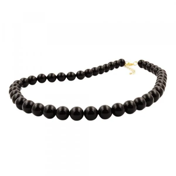 Kette 10mm Kunststoffperlen schwarz glänzend 80cm Kette 10mm Kunststoffperlen schwarz glänzend 80cm