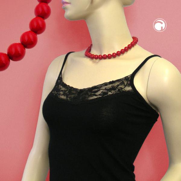 Kette 10mm Kunststoffperlen rot-glänzend 40cm Kette 10mm Kunststoffperlen rot-glänzend 40cm