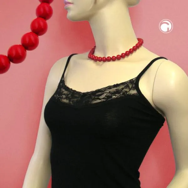 Kette 10mm Kunststoffperlen rot-glänzend 40cm Kette 10mm Kunststoffperlen rot-glänzend 40cm