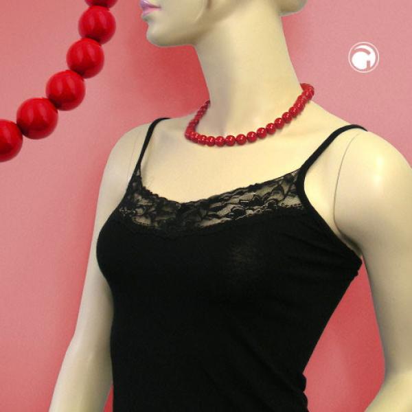 Kette 10mm Kunststoffperlen rot-glänzend 42cm Kette 10mm Kunststoffperlen rot-glänzend 42cm