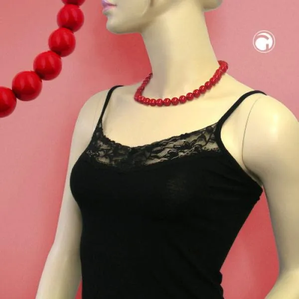 Kette 10mm Kunststoffperlen rot-glänzend 42cm Kette 10mm Kunststoffperlen rot-glänzend 42cm