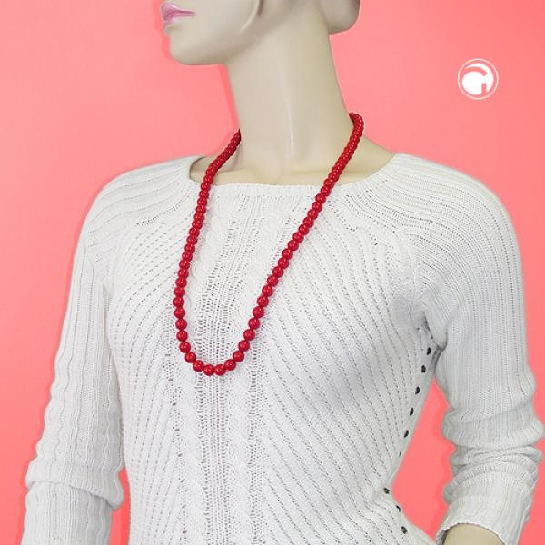 Kette 10mm Kunststoffperlen rot-glänzend 80cm Kette 10mm Kunststoffperlen rot-glänzend 80cm