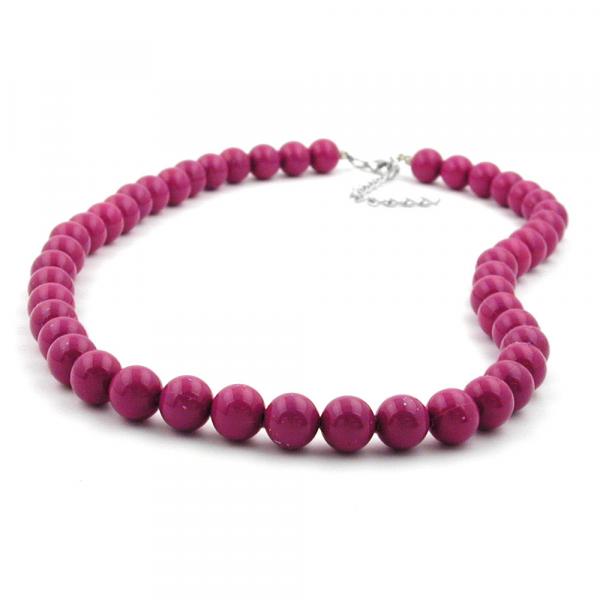 Kette, Perlen 10mm violett-glänzend