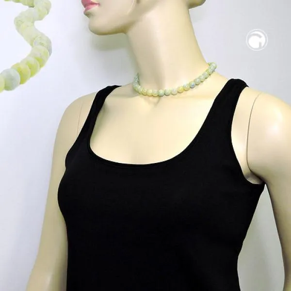 Kette 10mm Kunststoffperlen türkis-grün-weiß-gelb marmoriert mit Perle 40cm Kette 10mm Kunststoffperlen türkis-grün-weiß-gelb marmoriert mit Perle 40cm