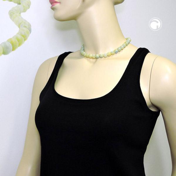 Kette 10mm Kunststoffperlen türkis-grün-weiß-gelb marmoriert mit Perle 42cm Kette 10mm Kunststoffperlen türkis-grün-weiß-gelb marmoriert mit Perle 42cm