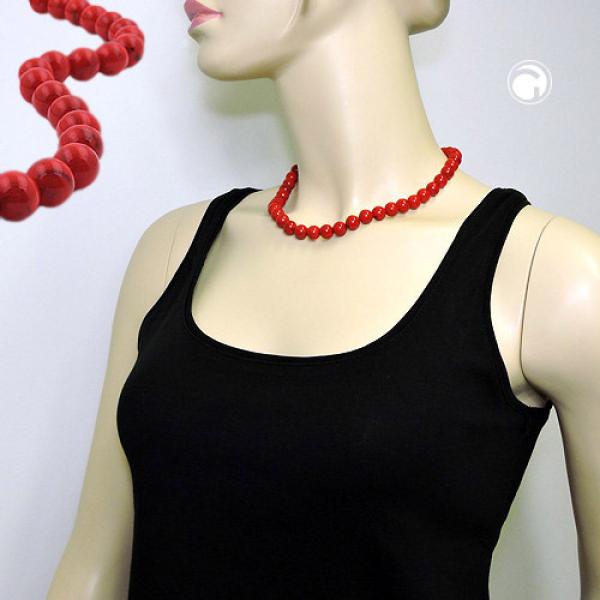 Kette 10mm Kunststoffperlen rot-schwarz-marmoriert 45cm