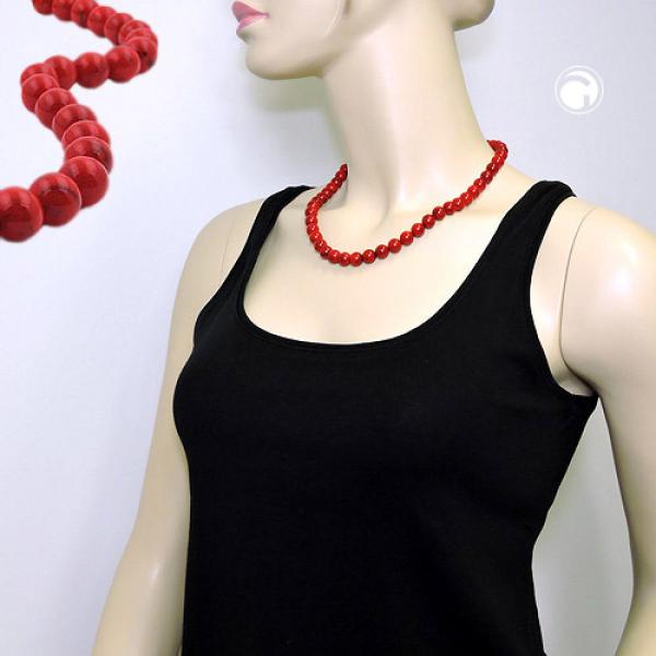 Kette 10mm Kunststoffperlen rot-schwarz-marmoriert 50cm