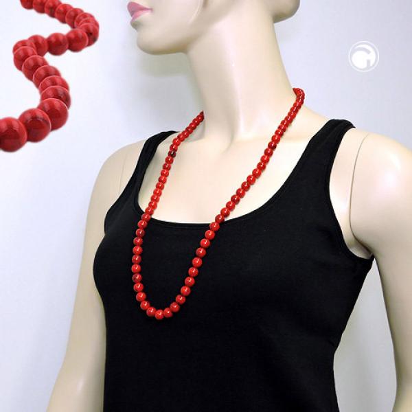 Kette 10mm Kunststoffperlen rot-schwarz-marmoriert 80cm