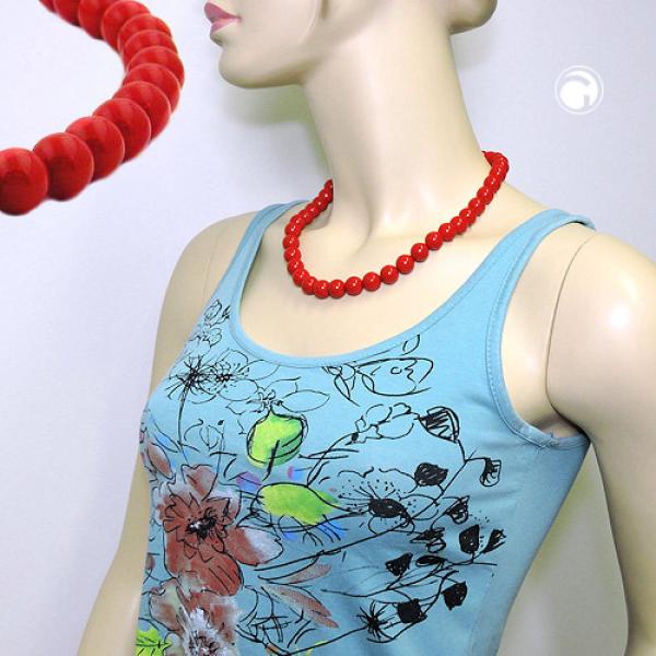 Kette 12mm Kunststoffperlen rot glänzend 50cm