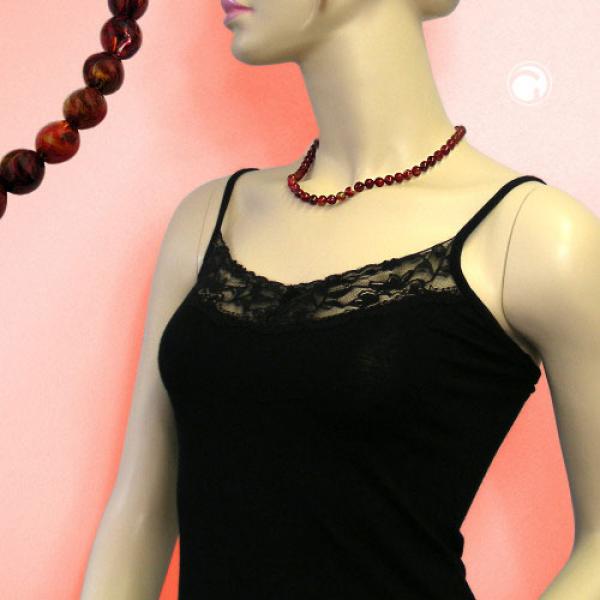 Kette 8mm Vierkantperle Kunststoff rot-gold-marmoriert glänzend 45cm Kette 8mm Vierkantperle Kunststoff rot-gold-marmoriert glänzend 45cm