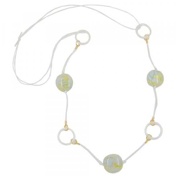 Kette, Nugget gelb-blau-transparent