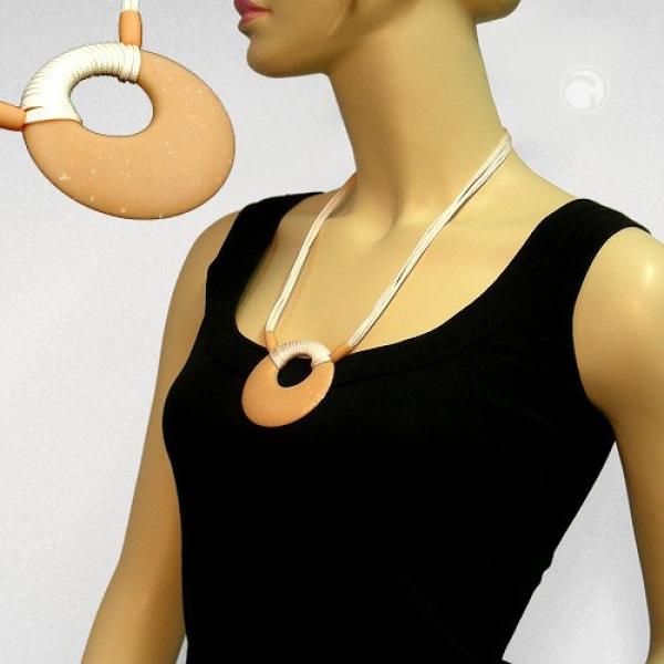 Kette Kunststoff Scheibe Amulett lachsrosa matt 4x Kordel hellrosa 60cm Kette Kunststoff Scheibe Amulett lachsrosa matt 4x Kordel hellrosa 60cm