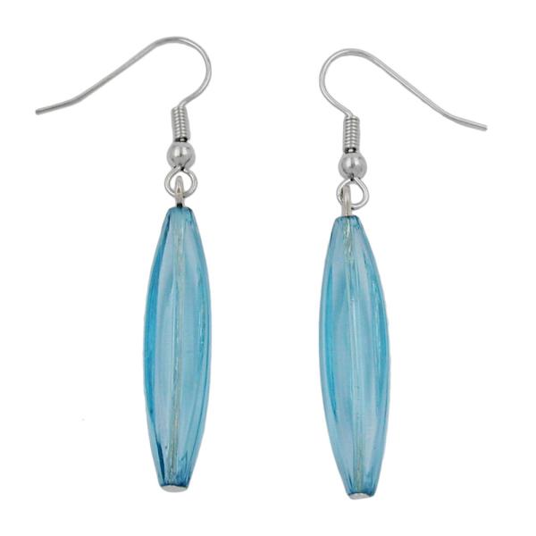 Ohrhaken Ohrhänger Ohrringe 30x9mm Rillenolive türkis transparent glänzend Ohrhaken Ohrhänger Ohrringe 30x9mm Rillenolive türkis transparent glänzend