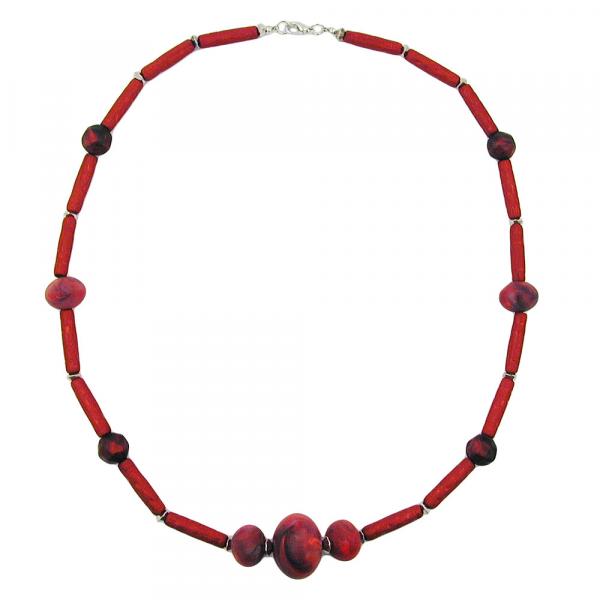 Kette, rot-marmoriert, rot-metallic