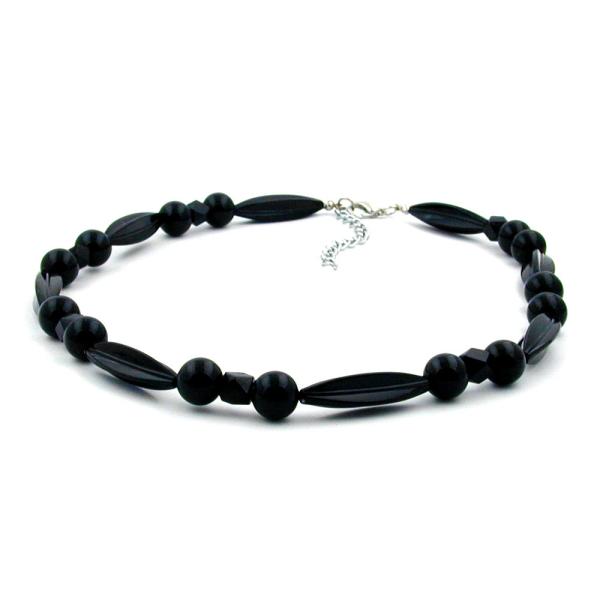 Kette 30x9mm Rillenolive Kunststoff schwarz glänzend 45cm Kette 30x9mm Rillenolive Kunststoff schwarz glänzend 45cm
