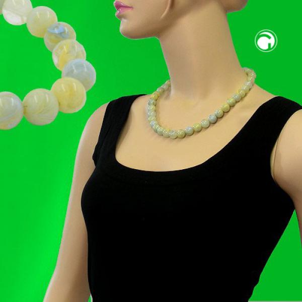 Kette 12mm Kunststoffperlen türkis-grün-weiß-gelb marmoriert 50cm Kette 12mm Kunststoffperlen türkis-grün-weiß-gelb marmoriert 50cm