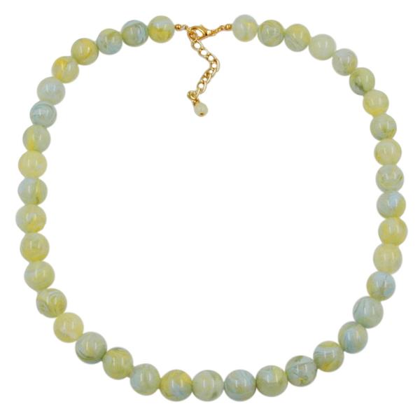 Kette 12mm Kunststoffperlen türkis-grün-weiß-gelb marmoriert 50cm Kette 12mm Kunststoffperlen türkis-grün-weiß-gelb marmoriert 50cm