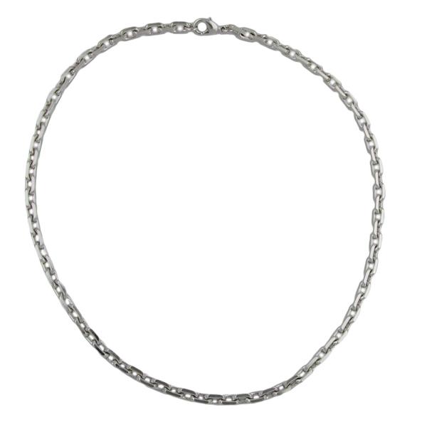 Ankerkette, 6mm rhodiniert diamantiert, 50cm