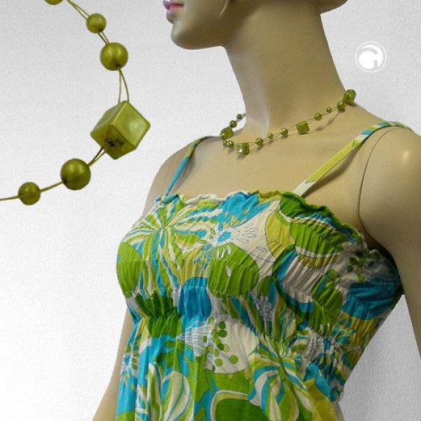 Kette Drahtkette Würfelperle seide-oliv Kunststoffperlen 45cm Kette Drahtkette Würfelperle seide-oliv Kunststoffperlen 45cm