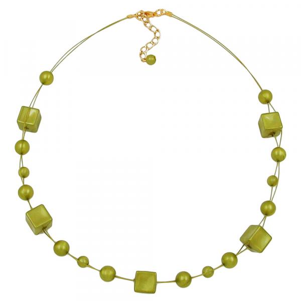 Kette Drahtkette Würfelperle seide-oliv Kunststoffperlen 45cm Kette Drahtkette Würfelperle seide-oliv Kunststoffperlen 45cm