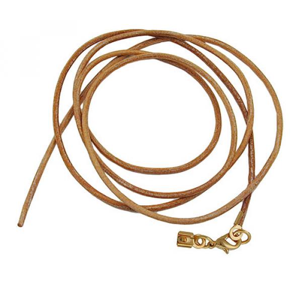 Lederband Rundschnur Rindleder 2mm naturfarben mit 1x Verschluss goldfarbig ca. 1m Lederband Rundschnur Rindleder 2mm naturfarben mit 1x Verschluss goldfarbig ca. 1m