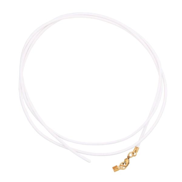 Lederband Rundschnur Rindleder 2mm weiß mit 1x Verschluss goldfarbig ca. 1m