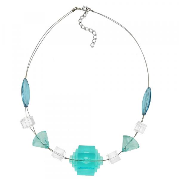 Kette Drahtkette Stufenperle aqua-transparent Kunststoffperlen 45cm