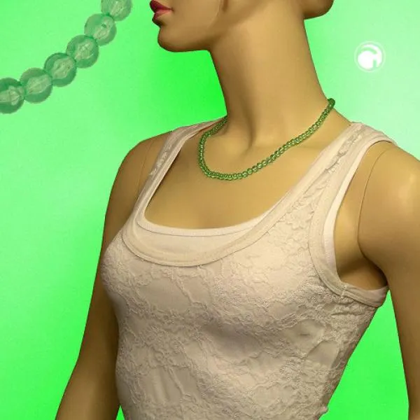 Kette, Perle, 6, kiwi-transparent Kette, Perle, 6, kiwi-transparent