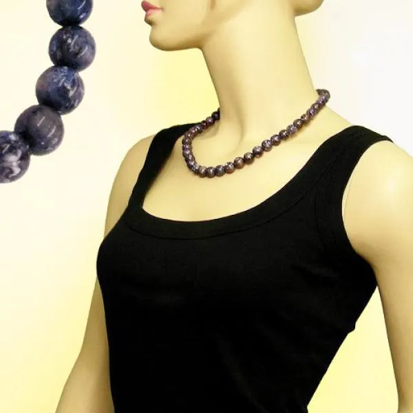 Kette 12mm Kunststoffperlen grau-lila-marmoriert 50cm Kette 12mm Kunststoffperlen grau-lila-marmoriert 50cm