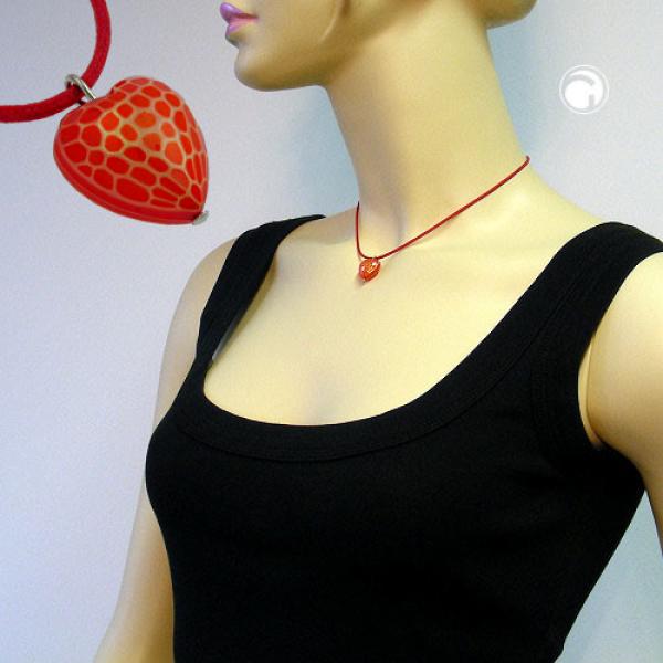 Kette Kinderkette Herz rot mit Schliff Kordel rot 42cm Kette Kinderkette Herz rot mit Schliff Kordel rot 42cm