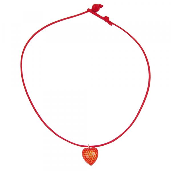 Kette Kinderkette Herz rot mit Schliff Kordel rot 42cm Kette Kinderkette Herz rot mit Schliff Kordel rot 42cm