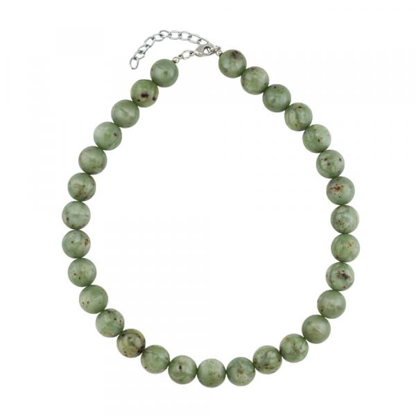 Kette 14mm Rundperle Kunststoff oliv-grün-braun-gesprenkelt 45cm