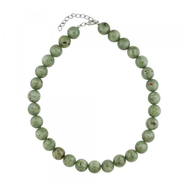Kette 14mm Rundperle Kunststoff oliv-grün-braun-gesprenkelt 50cm