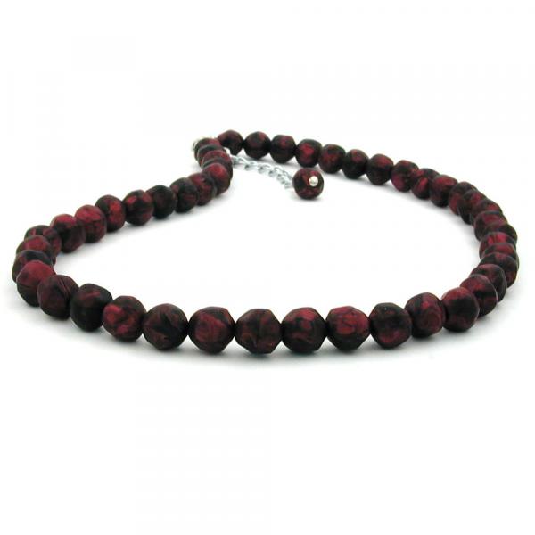 Kette 8mm Kunststoffperlen Barockperlen rot-schwarz-marmoriert 42cm Kette 8mm Kunststoffperlen Barockperlen rot-schwarz-marmoriert 42cm