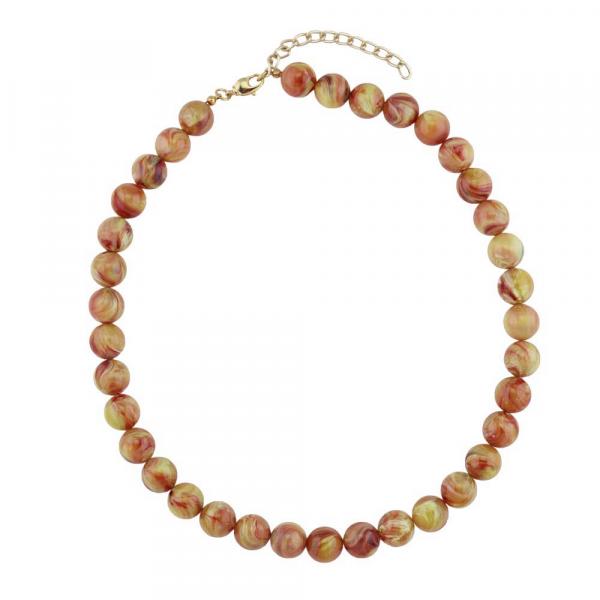 Kette 12mm Rundperle braun-gelb-marmoriert Kunststoff 45cm Kette 12mm Rundperle braun-gelb-marmoriert Kunststoff 45cm