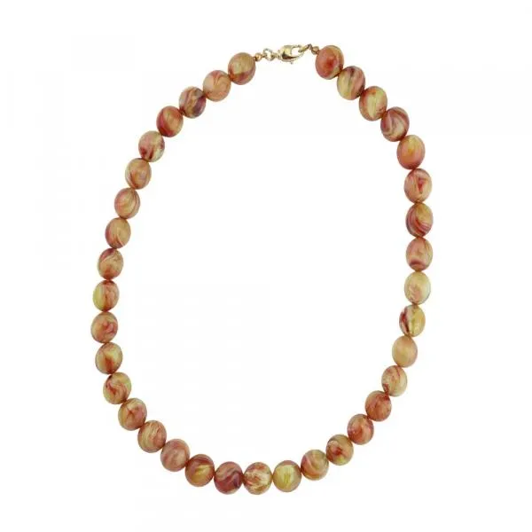 Kette 12mm Rundperle braun-gelb-marmoriert Kunststoff 60cm Kette 12mm Rundperle braun-gelb-marmoriert Kunststoff 60cm