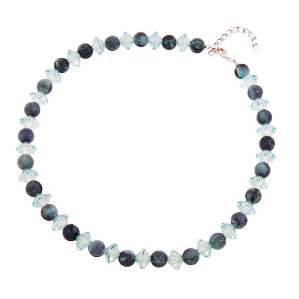 Kette Perlen Kunststoff türkis matt Facettenradl türkis-transparent 45cm Kette Perlen Kunststoff türkis matt Facettenradl türkis-transparent 45cm