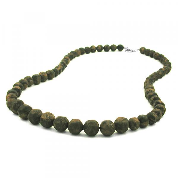 Kette Kunststoffperlen Barockperlen olivgrün-schwarz-marmoriert verlaufend 60cm Kette Kunststoffperlen Barockperlen olivgrün-schwarz-marmoriert verlaufend 60cm