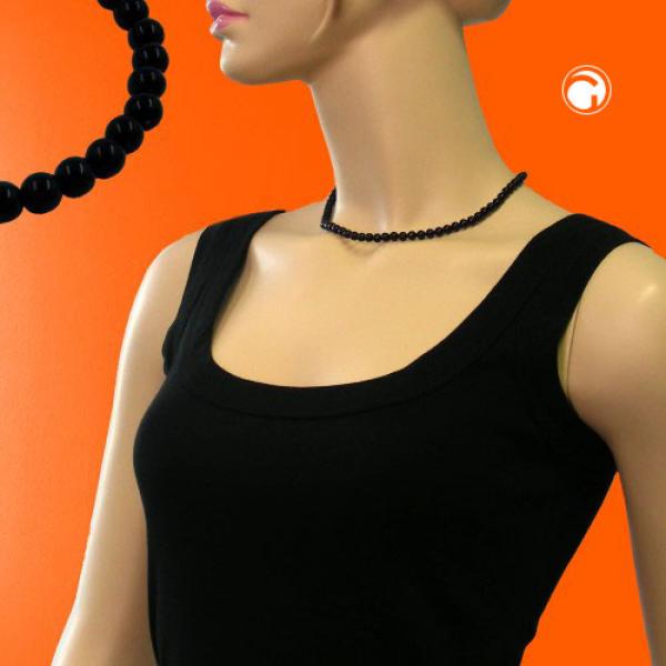 Kette 6mm Perle Kunststoff schwarz-glänzend 40cm Kette 6mm Perle Kunststoff schwarz-glänzend 40cm