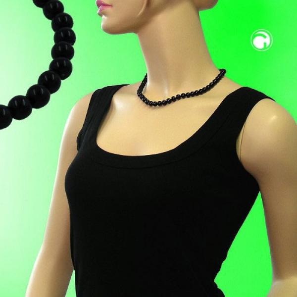 Kette 6mm Perle Kunststoff schwarz-glänzend 42cm Kette 6mm Perle Kunststoff schwarz-glänzend 42cm