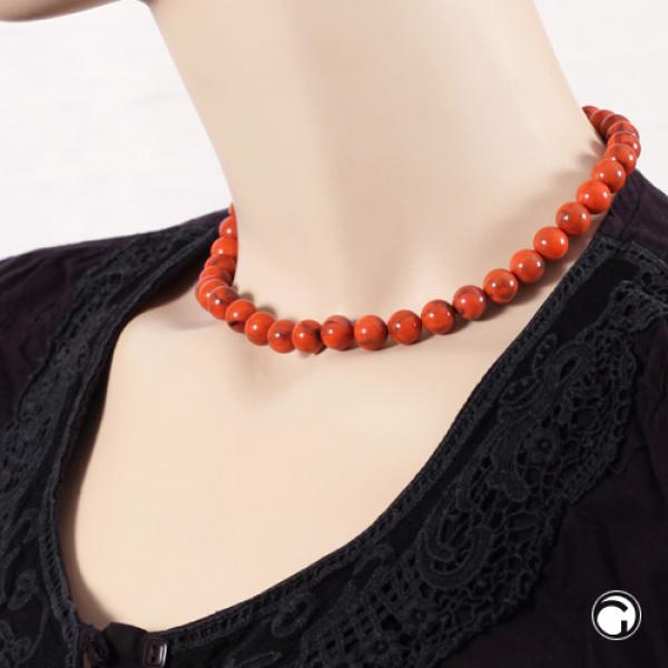 Kette 10mm Rundperle orange-schwarz-marmoriert Kunststoff 40cm Kette 10mm Rundperle orange-schwarz-marmoriert Kunststoff 40cm