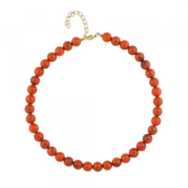 Kette 10mm Rundperle orange-schwarz-marmoriert Kunststoff 40cm